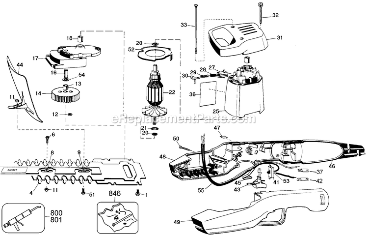 Black and Decker B8127 (Type 4) 16in Utility Hedge Trimmer Power Tool Page A Diagram